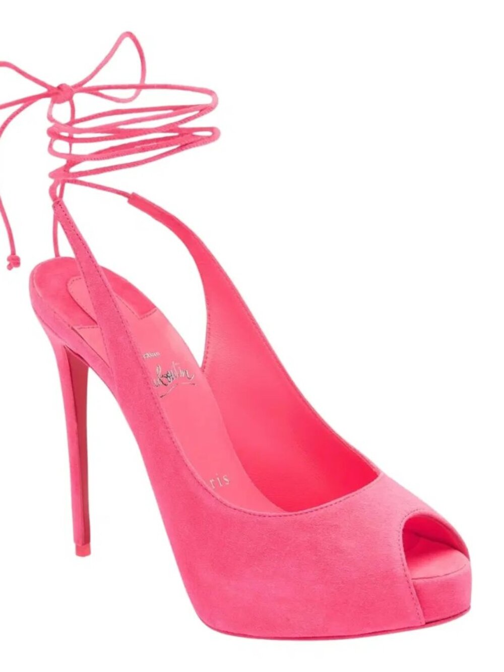 Christian Louboutin LACE UP NVP 120 Suede Platform Heels Sandals Shoes